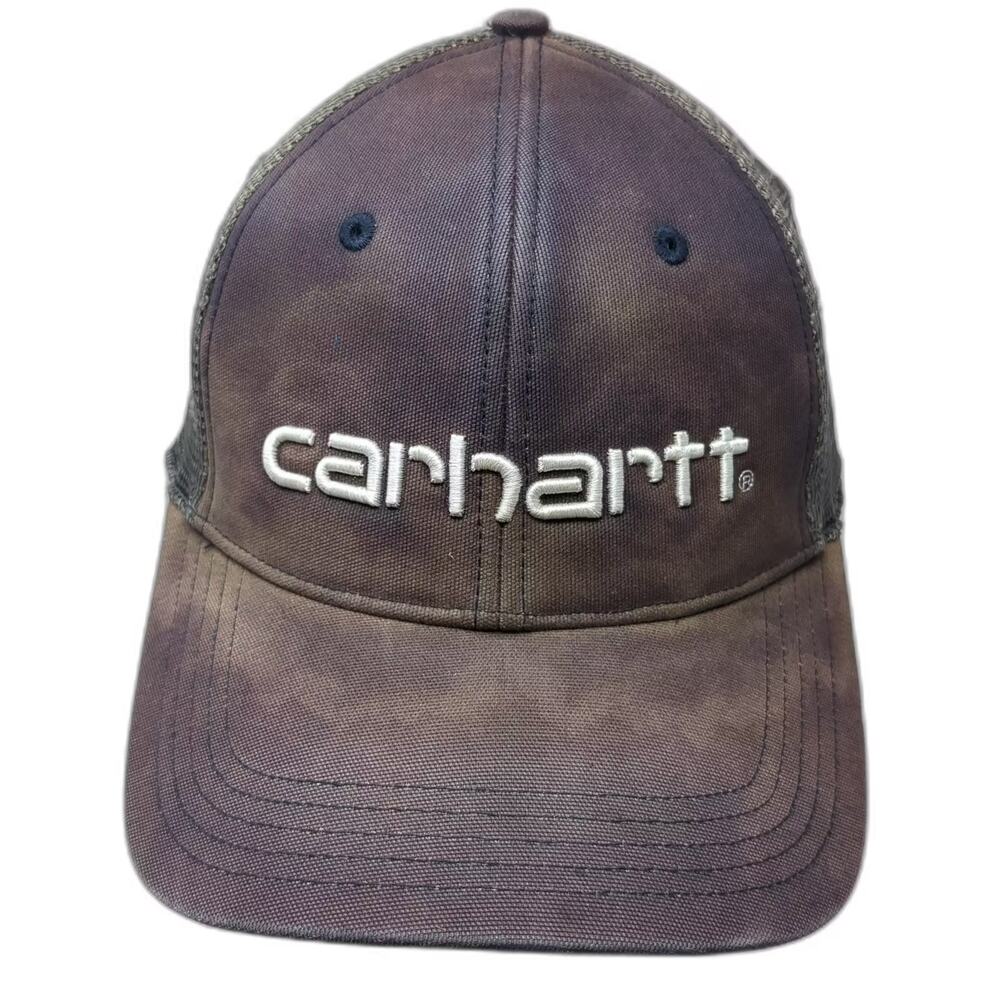 Carhartt Blue Trucker Hat One Size Embroidered Stitched Mesh Adjustable Snapback